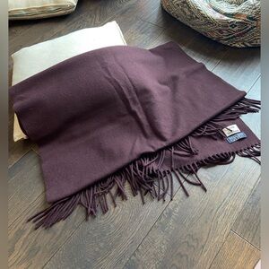 Acne Studios dark purple virgin wool tassel large scarf shawl
